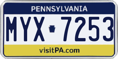 PA license plate MYX7253
