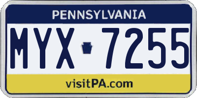 PA license plate MYX7255