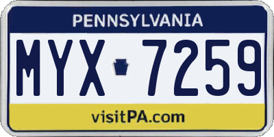 PA license plate MYX7259