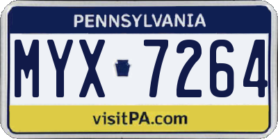 PA license plate MYX7264