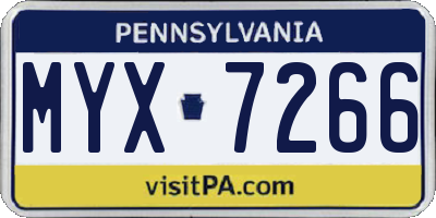 PA license plate MYX7266
