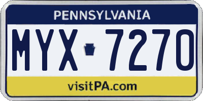 PA license plate MYX7270