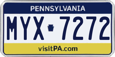 PA license plate MYX7272