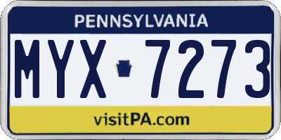 PA license plate MYX7273