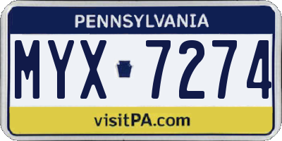 PA license plate MYX7274