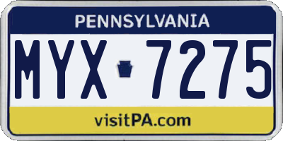 PA license plate MYX7275
