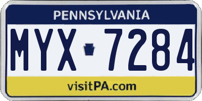 PA license plate MYX7284