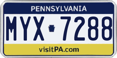 PA license plate MYX7288