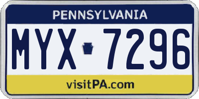 PA license plate MYX7296