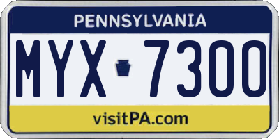 PA license plate MYX7300