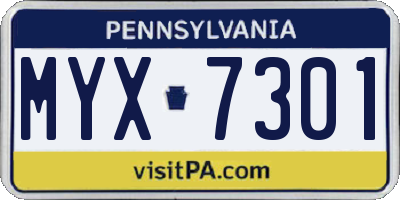 PA license plate MYX7301