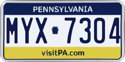 PA license plate MYX7304