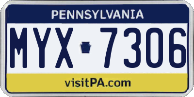 PA license plate MYX7306