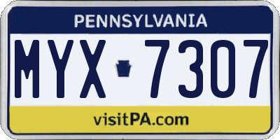 PA license plate MYX7307