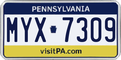PA license plate MYX7309