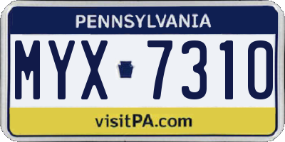 PA license plate MYX7310