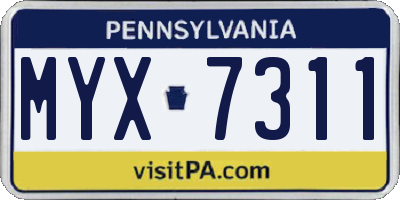PA license plate MYX7311