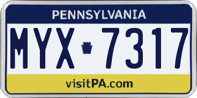 PA license plate MYX7317