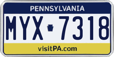 PA license plate MYX7318