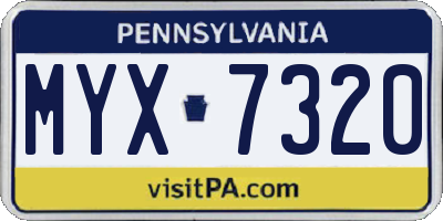 PA license plate MYX7320
