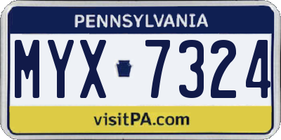 PA license plate MYX7324