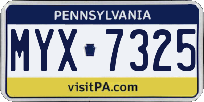 PA license plate MYX7325