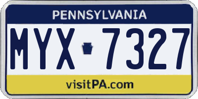PA license plate MYX7327