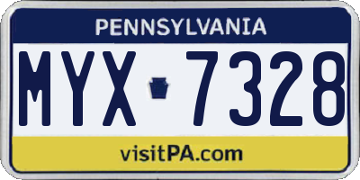 PA license plate MYX7328