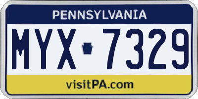 PA license plate MYX7329