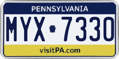 PA license plate MYX7330