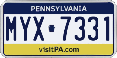 PA license plate MYX7331