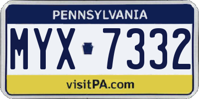 PA license plate MYX7332