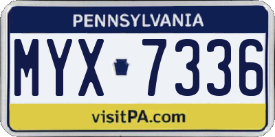 PA license plate MYX7336