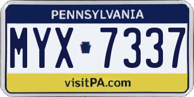 PA license plate MYX7337