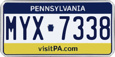 PA license plate MYX7338