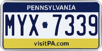 PA license plate MYX7339