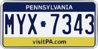 PA license plate MYX7343