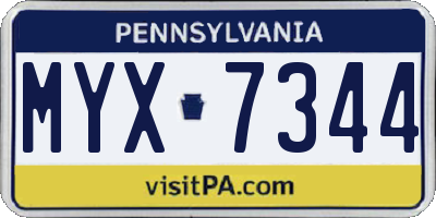PA license plate MYX7344
