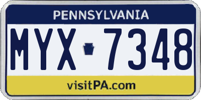 PA license plate MYX7348