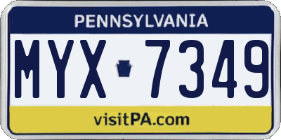 PA license plate MYX7349