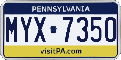 PA license plate MYX7350