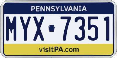 PA license plate MYX7351