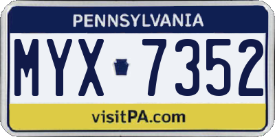 PA license plate MYX7352
