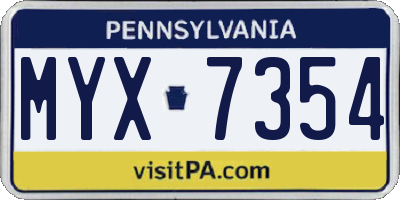 PA license plate MYX7354