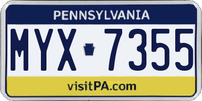 PA license plate MYX7355