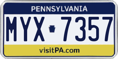 PA license plate MYX7357