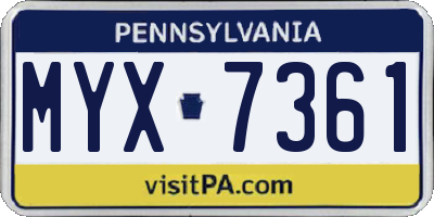 PA license plate MYX7361