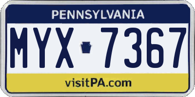 PA license plate MYX7367
