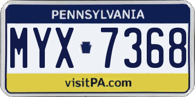 PA license plate MYX7368