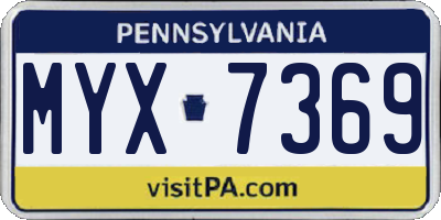 PA license plate MYX7369